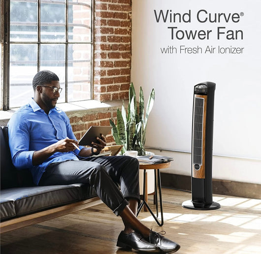 Lasko Products Portable Electric 42" Oscillating Tower Fan with Fresh Air Ionizer, Timer and Remote Control for Indoor, Bedroom and Home Office Use, Blackwood- NEW IN BOX!!!