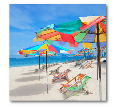 Parasols on a Tropic Isle Gallery-Wrapped Canvas Wall Art, 30x30- NEW!!!!