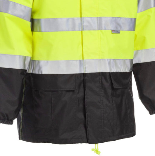 John Deere Unisex High Visability ANSI Class III Rain Suit Jacket and Bib with Color Block- NEW IN BOX!!!