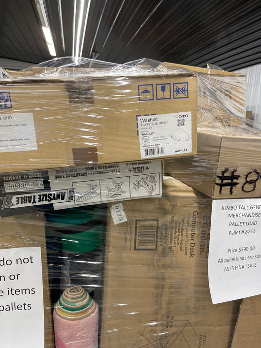 Jumbo huge liquidation pallet- over 7 ft tall ! Pallet number 8751