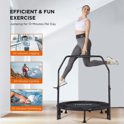 Toncur 40 Inch Mini Trampoline for Adults and Kids - Foldable Exercise Fitness Rebounder Trampoline with 6 Non-Slip Suction Cups for Indoor/Garden/Workout, Max Load **New in box**