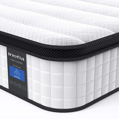 Inofia Twin Mattress, 10 Inch Hybrid Innerspring Double Mattress in a Box, Cool Bed with Breathable Soft Knitted Fabric Cover**New in box**