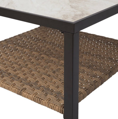 Better Homes & Gardens River Oaks Tile Top Coffee Table with All-Weather Wicker Shelf, White- NEW IN BOX!!!!