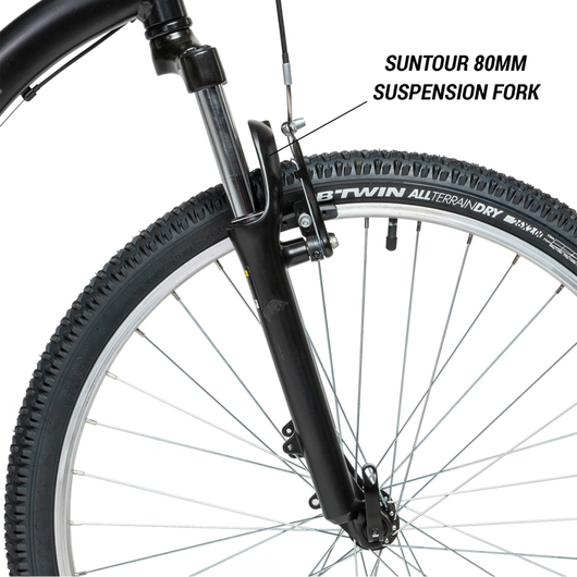 Decathlon Rockrider ST50, 21 Speed Aluminum Mountain Bike, 26", Unisex Black, Medium- brand new and assembled