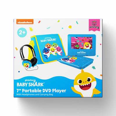 Pinkfong Baby Shark BSDVD701 7" Portable DVD Player with Matching Headphones + Carrying Bag - Multicolor**New in Box**