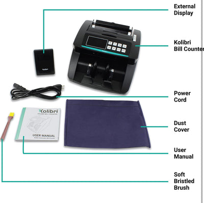 Kolibri Money Counter Machine - 1,500 bills per min, advanced counterfeit detection, set up in minutes, Add and Batch Modes, Cash Counter with LCD Display!  -Brand new in the box