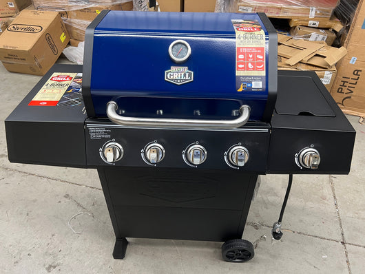 Expert Grill 4 Burner with Side Burner Propane Gas Grill in Blue- NEW AND ASSEMBLED!! (Minor dents from shipping)