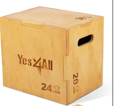 Yes4All 3 in 1 Wooden Plyo Box, Plyometric Box Platform for Home Gym and Outdoor Workout**New in box**