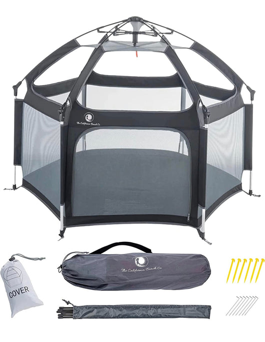 POP 'N GO Premium Indoor and Outdoor Baby Playpen - Portable, Lightweight, Pop Up Pack and Play Toddler Play Yard w/ Canopy and Travel Bag - Black- new in box