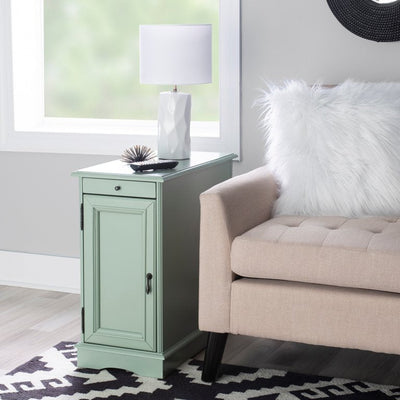 Powell Butler Accent Table with USB and Electrical Charging Station, Aqua**New in Box**