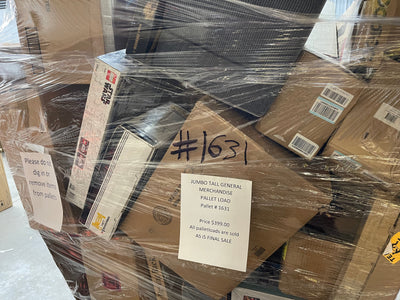 Jumbo huge liquidation pallet- over 7 ft tall ! Pallet number 1631