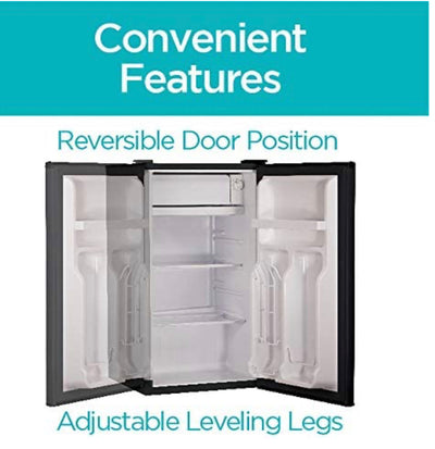 BLACK+DECKER BCRK32B Compact Refrigerator Energy Star Single Door Mini Fridge with Freezer, 3.2 Cubic Feet, Black- new- scratch and dent