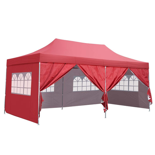 10x20 Ft Pop up Canopy Party Wedding Gazebo Tent Shelter with Removable Side Walls Red**New in box**