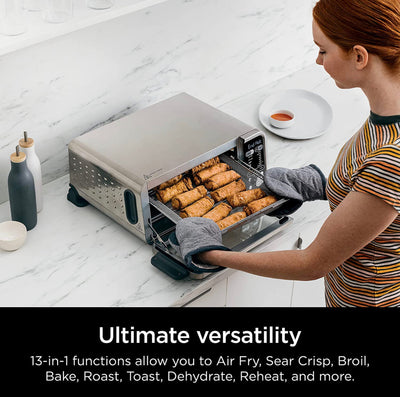 Ninja Foodi Smart 13-in-1 Dual Heat Air Fry Countertop Oven, Dehydrate, Reheat, Smart Thermometer, 1800-watts, Silver!! NEW IN BOX!!