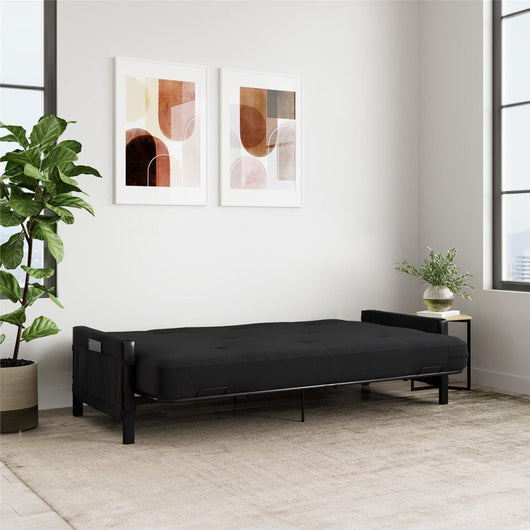 DHP Fairview Metal and Storage Arm Futon with 6" Mattress, Black**New in Box**