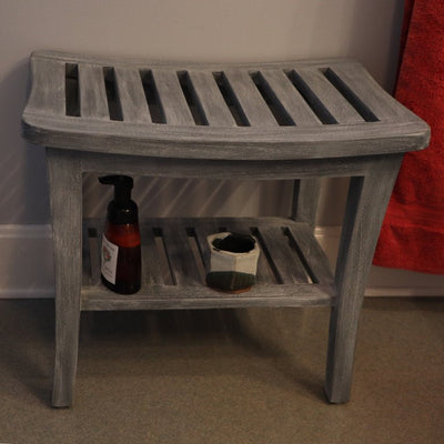 Redmon Weathered Genuine Teak Bench, Grey Woodgrain Finish**New in Box**