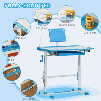 Qaba Kids Adjustable School Study Desk & Chair Set Art Writing Table! (Missing Light)  -Brand new and assembled