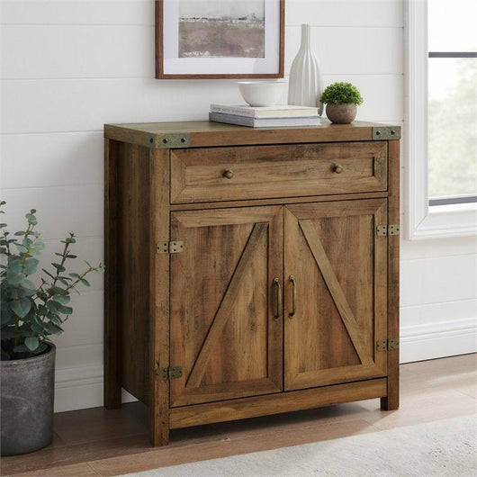 Walker Edison 30" Farmhouse Barn Door Accent Cabinet in Rustic Oak**New in box**