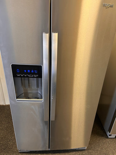 Whirlpool 28.4-cu ft Side-by-Side Refrigerator with Ice Maker (Fingerprint Resistant Stainless Steel)!  -Brand new, does have a minor scratch & dent from shipping, photos shown
