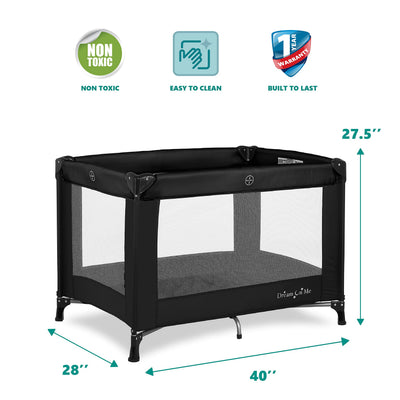 Dream On Me Nest Portable Play Yard With Carry Bag And Shoulder Strap, Black**New In Box**