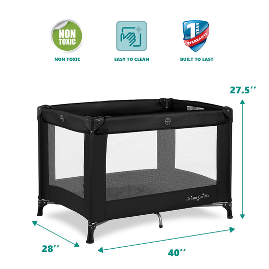 Dream On Me Nest Portable Play Yard With Carry Bag And Shoulder Strap, Black**New In Box**