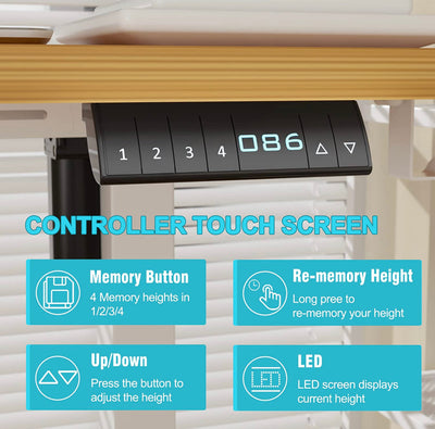 Monomi Electric Standing Desk, 55 x 28 inches Height Adjustable Desk, Ergonomic Home Office Sit Stand Up Desk with Memory Preset Controller (Natural Top/White Frame)- NEW IN BOX!!!!