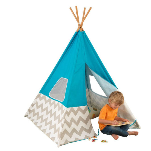 KidKraft Deluxe Bamboo and Canvas Play Teepee Furniture, Turquoise**New in Box**