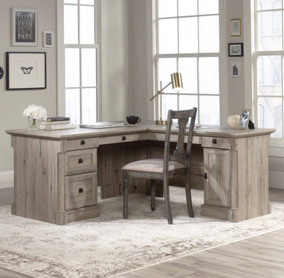 Sauder Palladia L-Shaped Desk, Split Oak Finish- NEW IN BOX!!! (PLEASE READ DESCRIPTION!!!!)