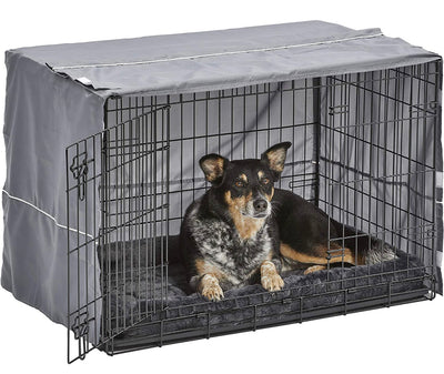 New World Double Door Dog Crate Kit, Dog Crate Kit Includes One Two-Door Dog Crate, and Gray Dog Crate Cover, 36-Inch Kit Ideal for Medium Dog Breeds!! BRAND NEW, MISSING DOG BED!!