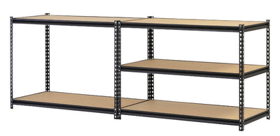 Muscle Rack 48"W x 24"D x 72"H 5-Shelf Steel Shelving, Black!! NEW IN BOX, MINOR CHIPPING ON BOARD(PHOTOS SHOWN)!!