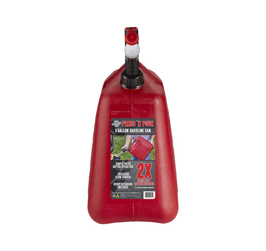 GARAGE BOSS GB351 Briggs and Stratton Press 'N Pour Gas Can, 5 gallon, Red**New in box**
