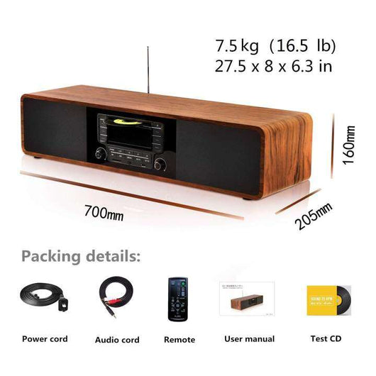 KEiiD Compact CD/MP3 Player Stereo Wooden Desktop Bluetooth Hi-Fi Speaker Portable Boombox Home Audio Component Music Shelf System with FM Radio Digital Tuner Remote Control USB SD AUX,Soundbar- new in the box