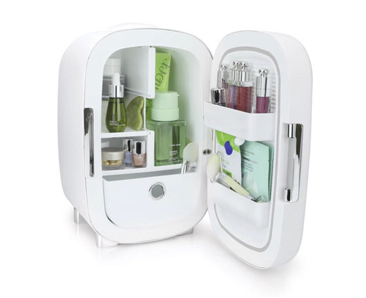 Personal Chiller Cosmetic Mini Fridge with Mirror Door for Vanity, White- NEW IN BOX!!!