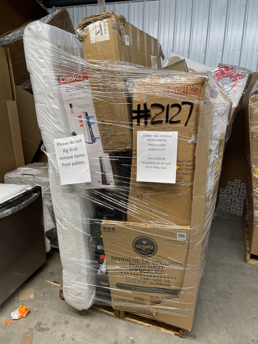 Jumbo huge liquidation pallet- over 7 ft tall ! Pallet number 2127