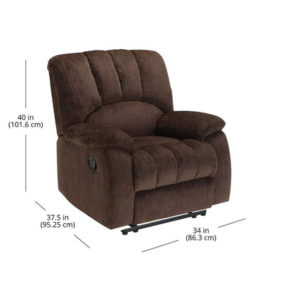 Mainstays Small Space Recliner with Pocketed Comfort Coils, Upholstered,Brown**New and assembled**