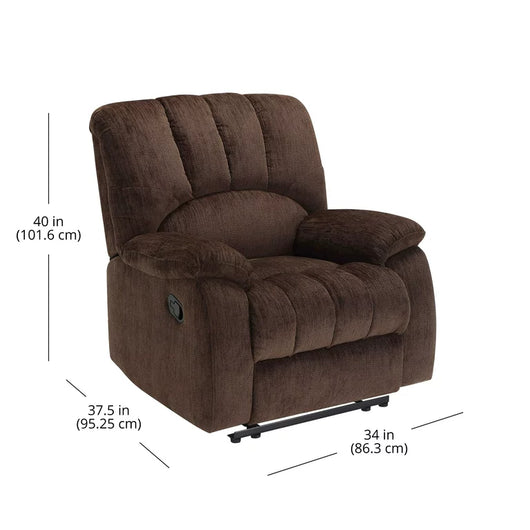 Mainstays Small Space Recliner with Pocketed Comfort Coils, Upholstered,Brown**New and assembled**