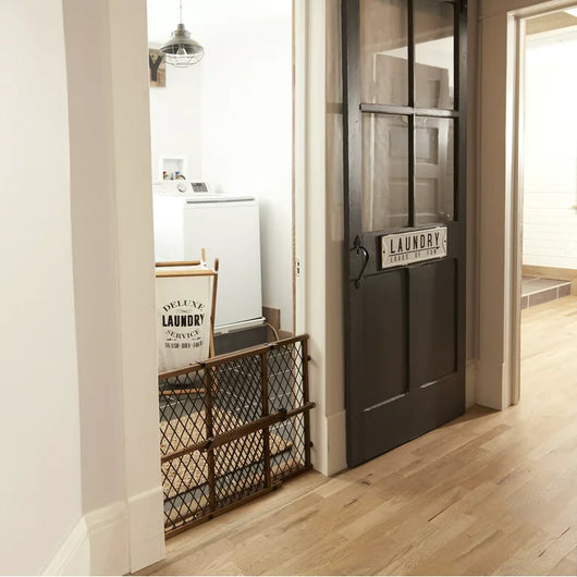 Evenflo Position & Lock Pressure Mounted Baby Gate, Locking Latch, For Use with Infants, Toddlers & Pets, 26"-42", Farmhouse Brown**New in box**
