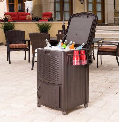 Suncast Wicker Outdoor Patio Cooler Cart- NEW AND ASSEMBLED!!!!