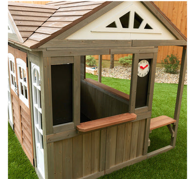 KidKraft Country Vista Wooden Outdoor Playhouse with Double Doors, Play Kitchen & Benches- new in the box