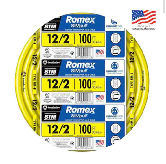 Southwire  Romex SIMpull 100-ft 12/2 Solid Non-Metallic Wire (By-the-Roll)- NEW IN PLASTIC (plastic ripped from shipping)