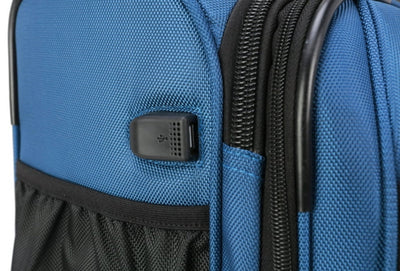 Swiss Tech 20in Softside Carry-on Luggage with 8-Wheel Spinner, Blue- NEW OUT OF BOX!!!!
