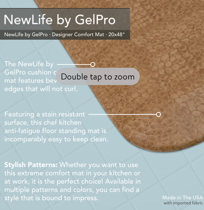New Life by GelPro Anti-Fatigue Comfort Mat 20 x 48 Pebble Caramel- NEW IN PLASTIC!!!