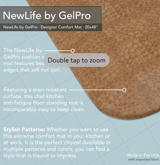New Life by GelPro Anti-Fatigue Comfort Mat 20 x 48 Pebble Caramel- NEW IN PLASTIC!!!