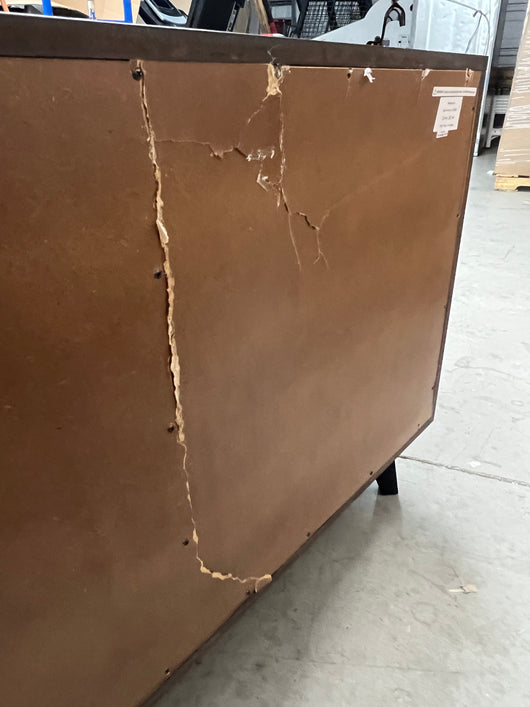 Modway Kali Mid-Century Modern Wood Dresser in Walnut!! NEW AND ASSEMBLED, DAMAGED FROM SHIPPING BUT DRESSER STILL STRUCTURALLY SOUND!!