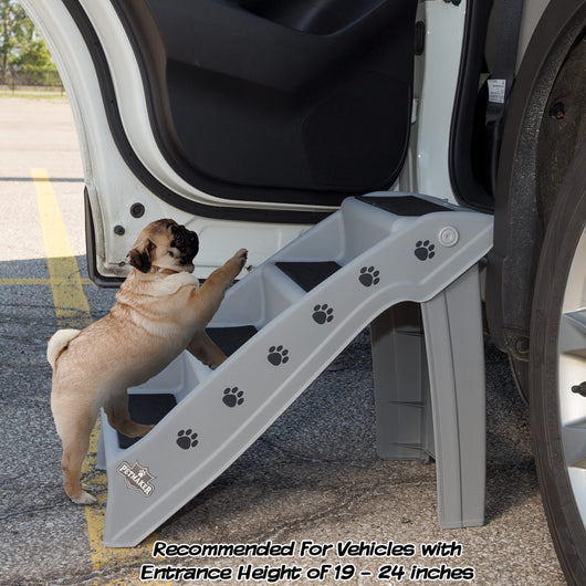 Pet Stairs Collection - Safe and Durable Indoor or Outdoor Ramp with 4-Step Design - Cat or Dog Steps for Couch, Bed, Truck, SUV, or Car by PETMAKER Gray**New in box**