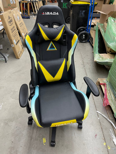 Hbada Gaming Chair Racing Style Ergonomic High Back Computer Chair with Height Adjustment, Headrest and Lumbar Support E-Sports Swivel Chair- new and assembled