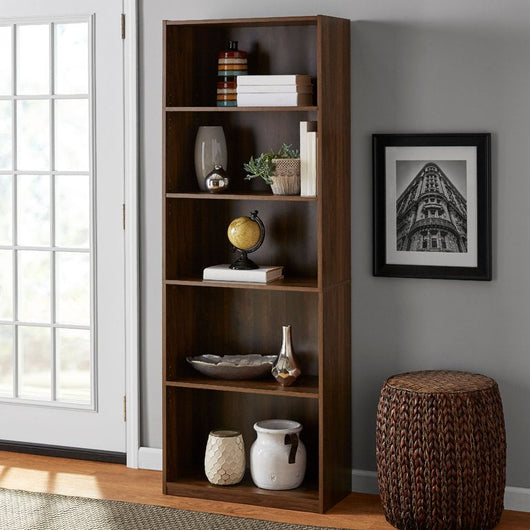 Mainstays 71" 5-Shelf Bookcase with Adjustable Shelves, Canyon Walnut**New in Box**