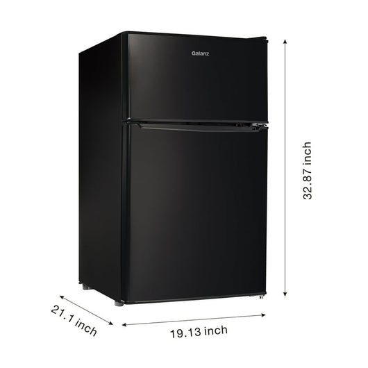 Galanz 3.1 Cu ft Two Door Mini Fridge with Freezer Estar, Black- brand new