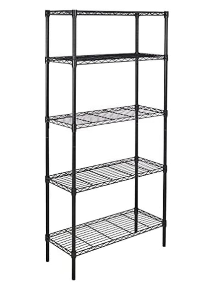 Amazon Basics 5-Shelf Adjustable, Heavy Duty Storage Shelving Unit (350 lbs loading capacity per shelf), Steel Organizer Wire Rack, Black (36L x 14W x 72H)**New in Box**