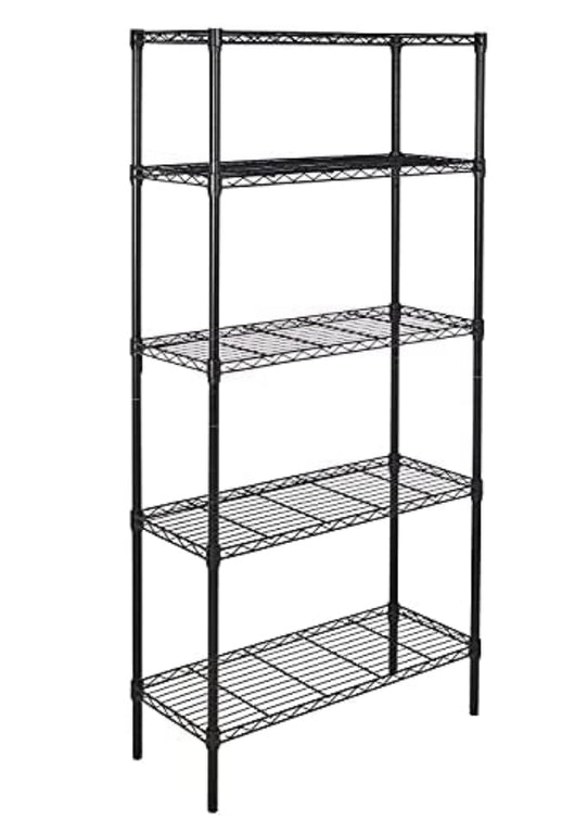 Amazon Basics 5-Shelf Adjustable, Heavy Duty Storage Shelving Unit (350 lbs loading capacity per shelf), Steel Organizer Wire Rack, Black (36L x 14W x 72H)**New in Box**